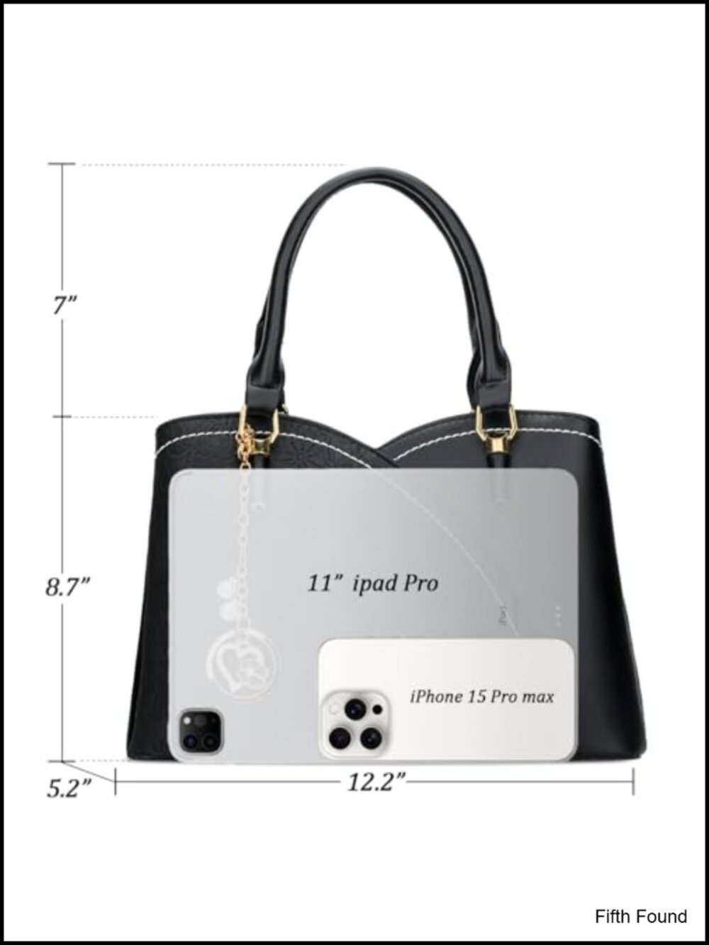 Vegan Leather Satchel Handbag Triple Compartment Crossbody Purse - Picture 4 of 5